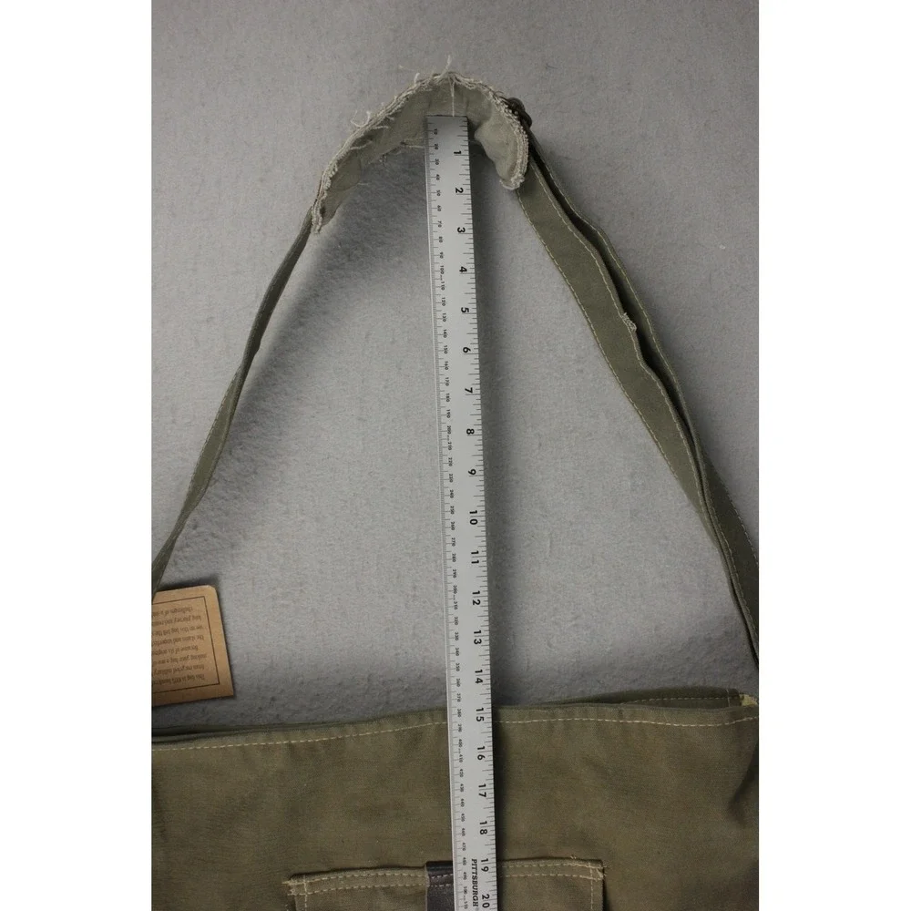 NWT Vintage Addiction Upcycled Military Canvas Messenger Bag US Veteran Olive
